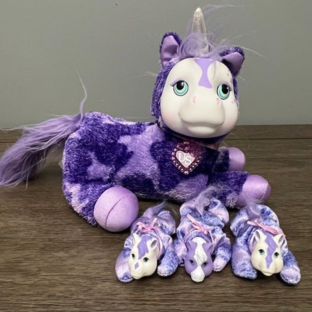 Unicorn Surprise Starburst Purple Plush with 3 Babies 2019 Just Play Toy Set
